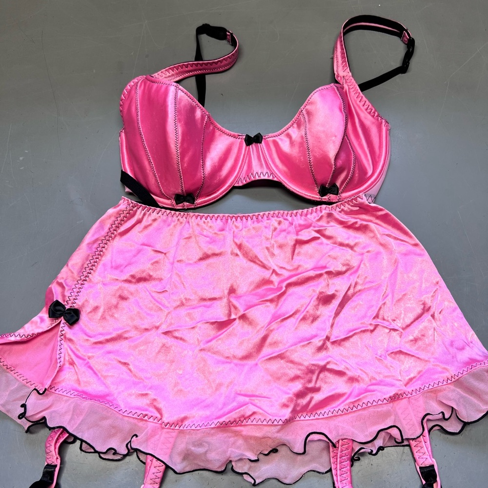 Pink Satin Lingerie Set